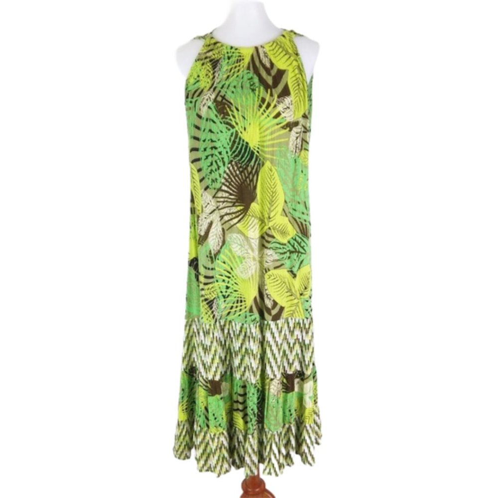 Dressbarn Maxi Dress Sleeveless Green Floral Sz 8